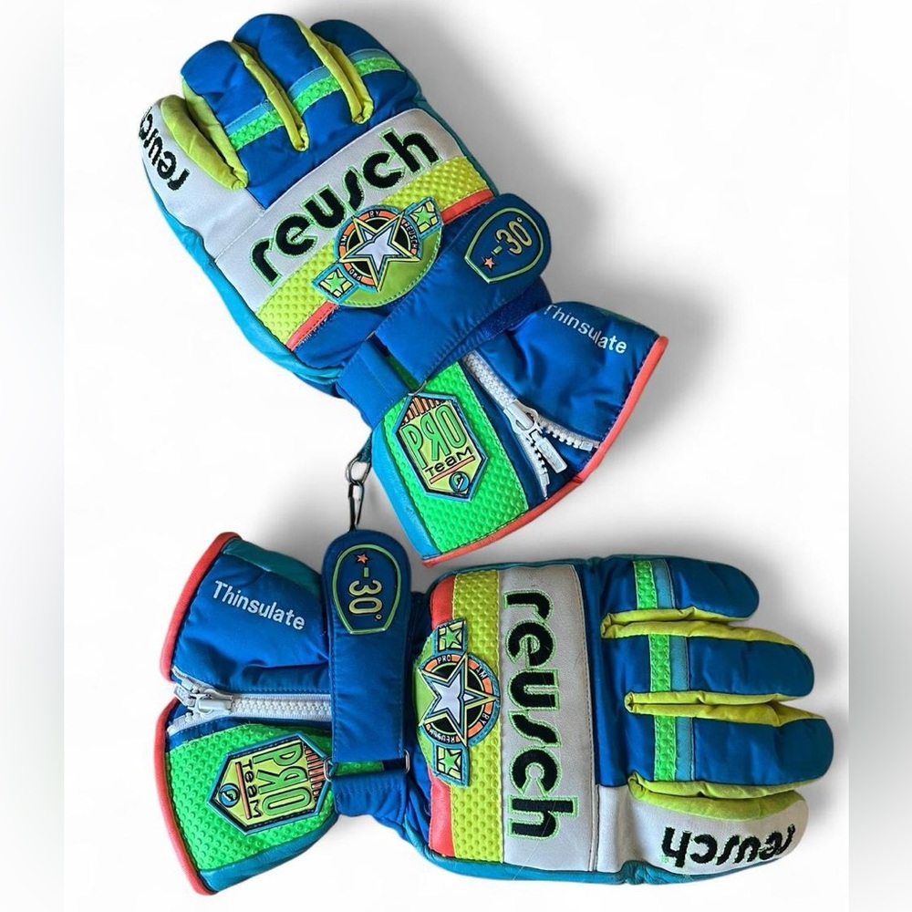 Vintage REUSCH Pro Team Ski Gloves | Rare Style 4788 | Neon 90s Retro | Size 9